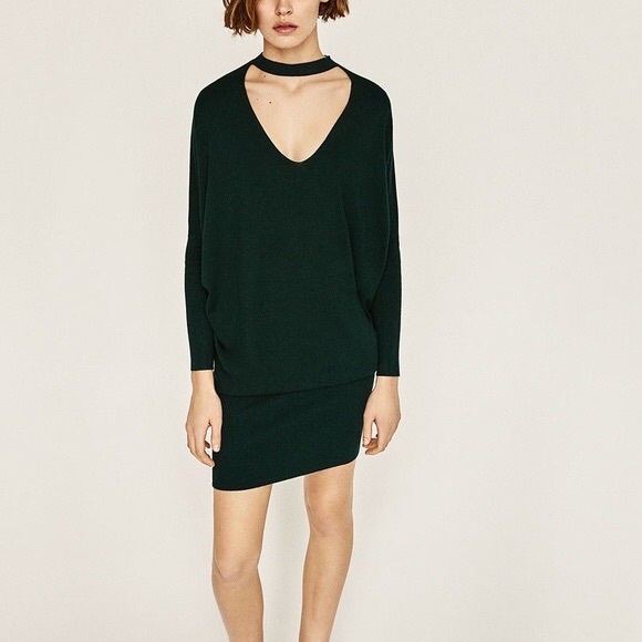 choker neck sweater dress